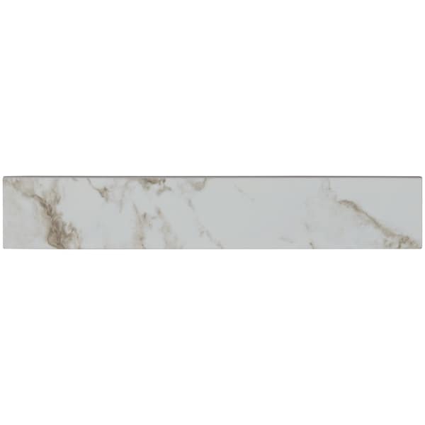 Pietra Statuario Bullnose 3 In. X 18 In. Polished Porcelain Wall Tile, 25PK
